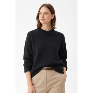 Everlane Black Wool Cashmere Crewneck Sweater Women's XL Minimalist Cozy Knit